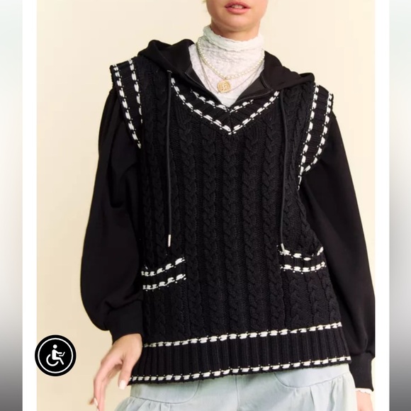 CHSET POCKET WHIP STITCH KNIT SWEATER VEST - Picture 1 of 7